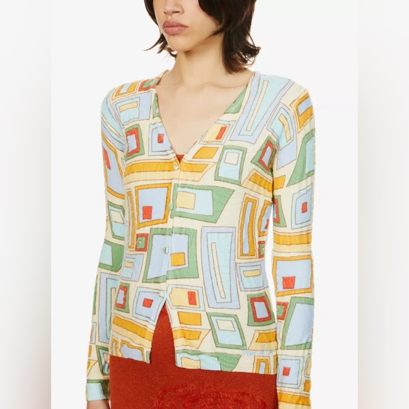 HOUSE OF SUNNY Pepperland Peggy abstract-print faux-fur knitted cardigan - Picture 4 of 6